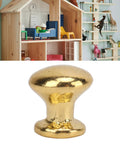 Miniature Round Head Pull Handles Set for Dollhouse Cabinets and Drawers, One to Twelve Scale Metal Knob Hardware in Gold Tone