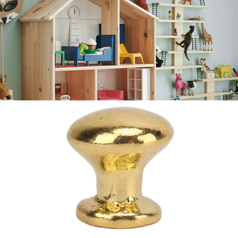 Miniature Round Head Pull Handles Set for Dollhouse Cabinets and Drawers, One to Twelve Scale Metal Knob Hardware in Gold Tone