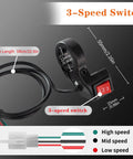 3-speed switch for Brushed Motor Controller For 48V Systems With 1000W Power, 30A Rated Current, ideal for scooters, 55mm x 25mm size.