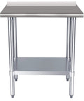 No Brainer Stainless Steel Workbench With Backsplash 24 By 30 Inches NSF Certified Durable Top Supports 400 Lbs And Galvanized Shelf 300 Lbs