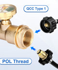 Propane Tank Gauge Level Indicator For 20Lb Tanks With Leak Detector, brass fitting shown with QCC Type1 inlet and POL thread