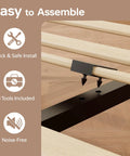 Built Different Twin Xl Wood Bed Frame With Solid Rubberwood Platform Base, easy assembly features with tools included.