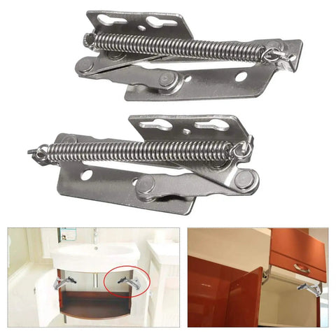 2 Pack 80 Degree Stainless Steel Sprung Hinges For Cabinet Doors Lift Up Top Flap Hinges Hardware Heavy Duty Drawer And Cabinet Support Easy Install Rust Resistant Kitchen DIY Organizer Upgrade shown in applications