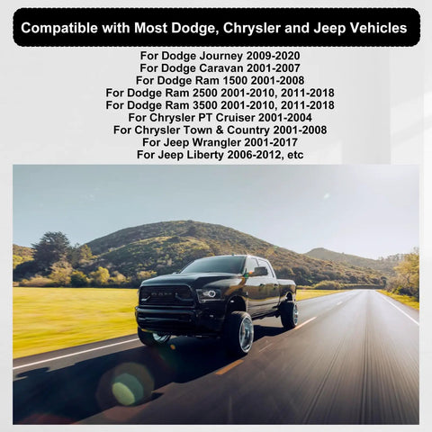 Truck driving on road compatible with Direct Fit Brake Fluid Reservoir Cap Replacement For Jeep Wrangler Dodge Journey Ram 1500