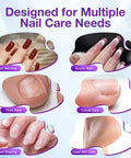 Infographic detailing uses of Cordless Electric Nail Drill For Acrylic Gel Dip Powder Polish With LED Display Pro Grade Kit