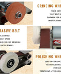 Mini Electric Belt Sander Boasts Seven Variable Speed Settings And Ergonomic Handles For Steady Precision Grinding Or Metal Polishing Hella Dependable Diy Power Tool Ships With Ten Graded Sanding Belts ready for grinding and polishing with wheels and belts.