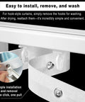 Heavy Duty Ripplefold Snap Track With Tape Set for Silent, Smooth Curtain Runs, Aluminum Rail, Fits 3.3ft to 19.7ft Lengths, White rail with hook curtain clips