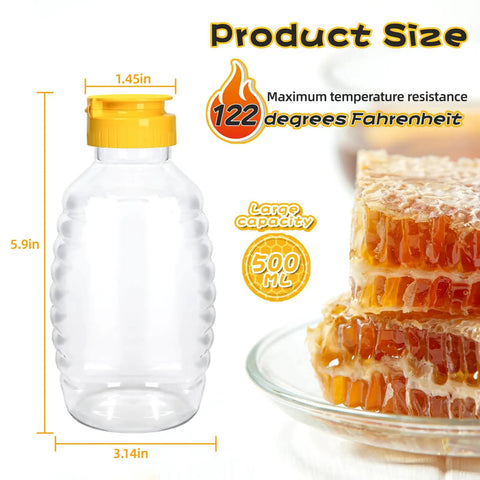 No Drip Honey Bottle Set For Easy Pouring 16 Oz Refillable Food Grade Containers With Leak Proof Flip Top Caps Ideal For Storage And Distribution