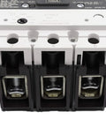 Heavy Duty 100 Amp Circuit Breaker Three Pole 480 Volt Unit With 65Ka Interrupt Rating showcasing three poles and terminal access.