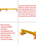 Adjustable Telescopic Forklift Boom Arm Mobile Crane Jib Lifter Hook Heavy Duty Steel Construction 4400 lb capacity side view