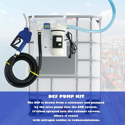 Workhorse 110 Volt Def Transfer Pump Kit 10 Gpm with flow meter, hose, and nozzle for diesel fluid transfer.