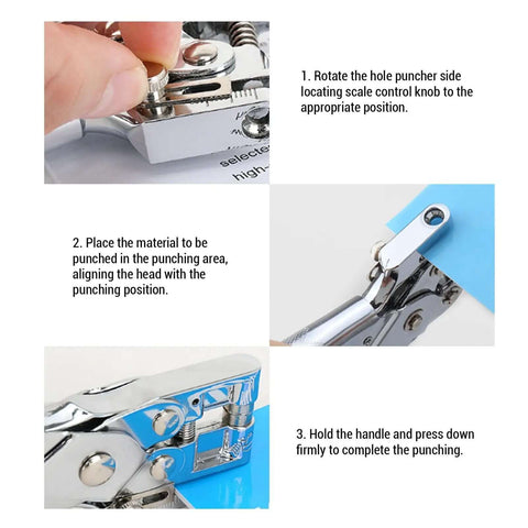 Instructions for using a 5mm Single Hole Punch For 30 Sheets A4 Paper Handheld Manual Puncher With Chrome Plated Rustproof Body