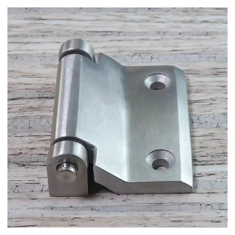 Overlay Cabinet Door Hinge Heavy Duty 304 Stainless Steel With Brushed Finish for kitchen cabinets lying on wood surface