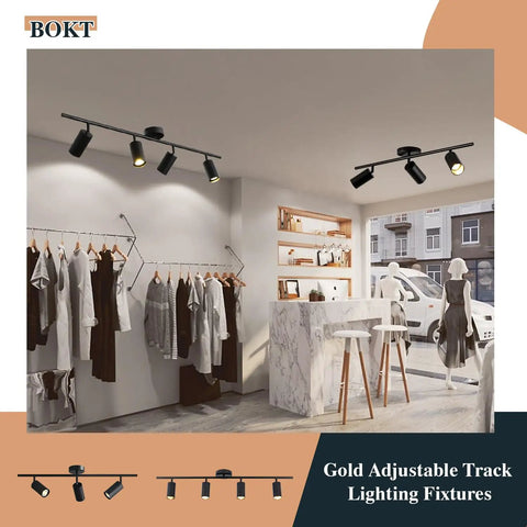 Modern Dope Matte Black 3 Light Adjustable LED Track Lighting Kit With Industrial 3 Way Flush Mount Ceiling Spotlights in retail space