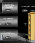 10 Pack 10 To 6 AWG Wire Connector Nut Kit With 80A Brass Terminals Heat Shrink Butt Connectors M5 Screws And Wrench