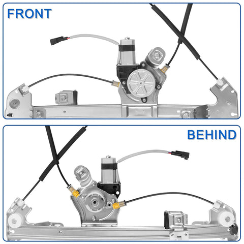 Ford F150 Front Left Window Regulator With Motor For 2004 2005 2006 2007 2008 Extended Cab 50 Inch Doors Replacement OE 741430 4L3Z1823201BA 6L3Z1823201BA Fits Front Driver Side Assembly Ready To Install Plug And Play, front and rear view