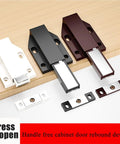 Heavy Duty Magnetic Push To Open Cabinet Latch For Doors And Drawers, black and white options on wood surface, includes latch hardware
