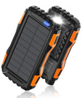 42800mAh Solar Charger Power Bank Portable Charger With USB C Input Output Dual USB Ports QC 3.0 Fast Charge External Battery Pack Built-In Super Bright Flashlight Charges Three Devices Outdoor Orange