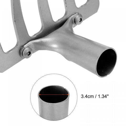5 Teeth Garden Rake Head Made From Galvanized Manganese Steel, Heavy Duty Metal Rake Head For Yard Work, 3.4 cm inner diameter shown