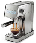 Compact Stainless Steel Espresso Maker With Auto Milk Frother And Steam Wand 20 Bar Pressure quick heating coffee machine brewing espresso.