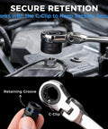 16.5 Inch Long Flex Head Nano Ratchet Wrench With 19 Piece Three Eighths Inch Drive Nano Impact Socket Set Includes 6mm To 24mm Metric Sockets Low Profile CrMo Sockets For Tight Spaces And Quick Fastening with 22mm socket and C-clip retention