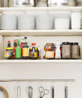 2 Tier Pantry Lazy Susan Organizer For Kitchen Cabinets And Pantry Storage with spices on 12 Inch By 10 Inch Square Turntable