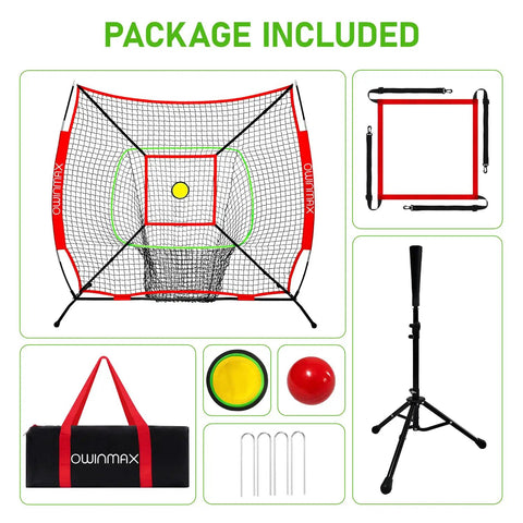 Six By Six Foot Baseball And Softball Training Net With Batting Tee Strike Zone Target And Circular Target Weighted Practice Ball Portable Design And Easy Storage Perfect For Kids And Backyard Sessions package included