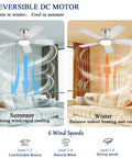 Low Profile 42 Inch Ceiling Fan With Lights And Remote Control App Compatible Flush Mount DC Reversible Motor illustration