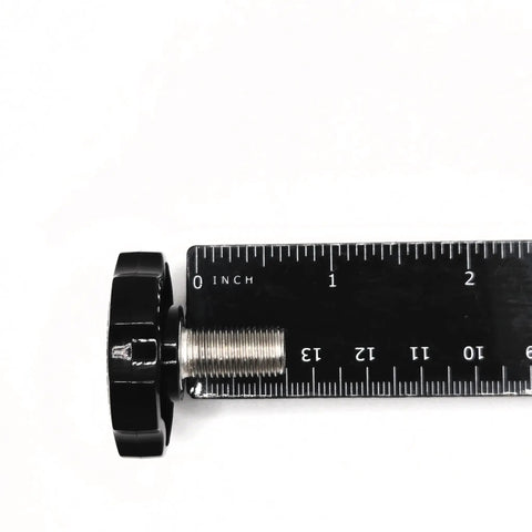 Heavy Duty 3/8 By 24 Fine Thread Thumb Screws With Black Round Knurled Knobs and Lock Tight Ergonomic Grip 304 Stainless Steel Clamping Bolts For Router Tables and Shop Jigs Zero Sweat Adjustments 2 Pack with ruler