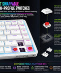 Low-Profile 75 Mechanical Keyboard With Aluminum Frame And Hot-Swappable Switches Features low-profile switches and PBT keycaps.