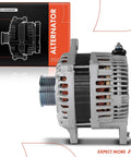 130 Amp 12V Alternator For Nissan Altima 2011 2018 V6 3.5L Maxima 2011 2014 2016 2018 Murano 2017 2018 Power Up Your Ride With 7 Groove Pulley Clockwise Rotation Drop In Replacement To Meet 11557N 2104007 23100JA11B 2310MJA11BRW Specs side view