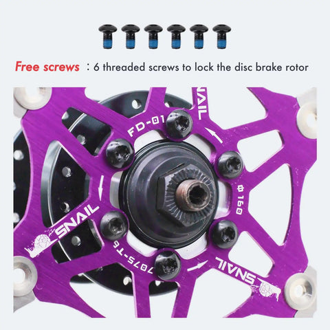 Floating Bike Brake Disc Rotor For MTB Road BMX 160mm with Six Bolts, Stainless Steel Outer, 7075 Aluminum Inner, CNC Milled
