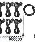 6 Pack Plug In Hanging Light Kit With 12 Foot Cord And On Off Switch For E26 E27 Pendant Lantern Lamps Black shown with accessories