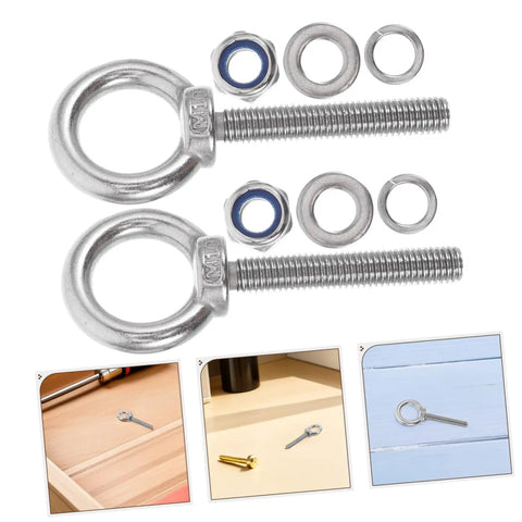 Top Shelf Stainless Steel Eye Bolts M10x60 With Heavy Duty Nuts And Washers Built Tough For Machinery Lifting hardware kit.
