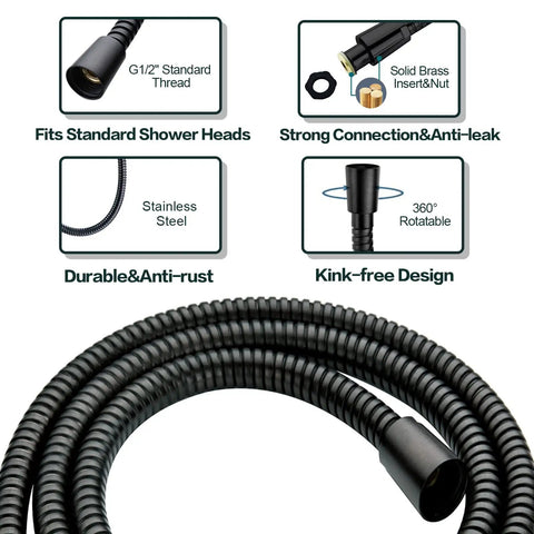High Pressure Dual Shower Head System With Rainfall And Handheld Spray Oil Rubbed Bronze Finish 60 Inch Stainless Steel Hose