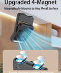 Ultra Slim 20000mAh Magnetic Cruise Approved Fan With Night Light mounted on metal surface, showing airflow and magnet base.