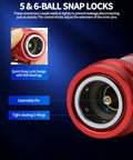Close-up of red quick coupler with 5/6-ball snap locks for Quick Coupler Kit For Car AC Systems, Must Have Pro Grade Quick Connect Adapters And High Low Hose Fittings, 2 Pack R1234yf Adapters For Evacuation And Recharging, Hassle Free Line Repair Tools For Quick AC Service.