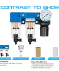One Quarter Inch NPT Air Drying System With Dual Air Filters And Regulator Combo Manual Drain Poly Bowl For Shop Air Lines Durable And Easy Maintenance