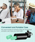 Image of Soft Sleep Ear Plugs With Aluminum Case 120 Count, showing portable case and diverse use for travel, work, and relaxation.