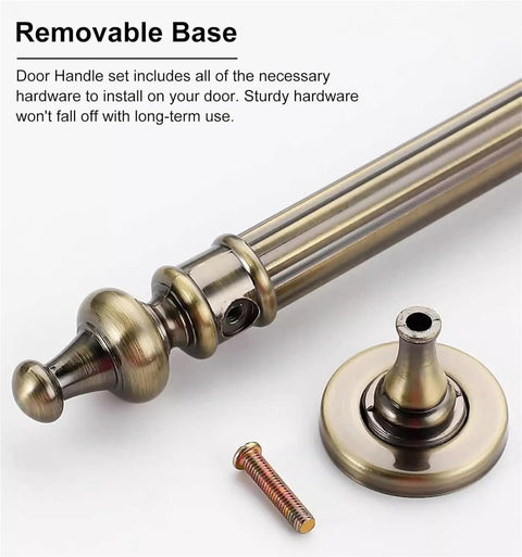 Two Pack Vintage Metal Barn Door Handles for Sliding Interior Doors and Wood Pocket Doors, Antique Gold Finish close-up