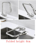 GAZOGJ Black Foldable Kitchen Mixer Tap with 180° foldable design and 6cm height for compact kitchen spaces.