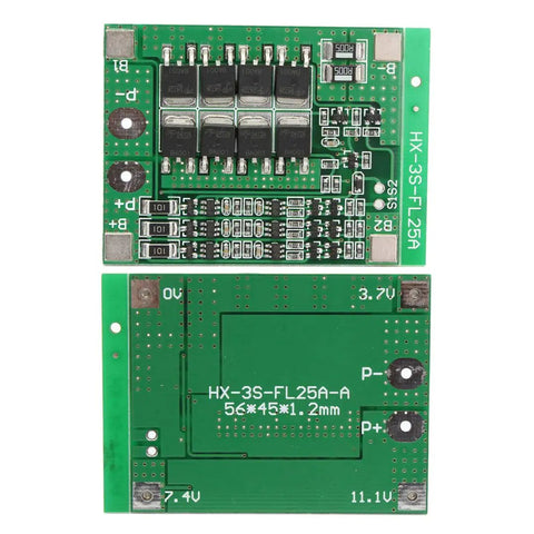 Two Pack Heavy Duty Three Series Lithium Ion Protection Board For 11.1 To 12.6 Volt Packs Pushing 25 Amp Draw, circuit boards view.