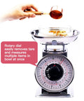 11Lb Analog Mechanical Kitchen Scale With Stainless Steel Bowl Tare Function Old School Retro Style Durable Dial Easy Clean Precise