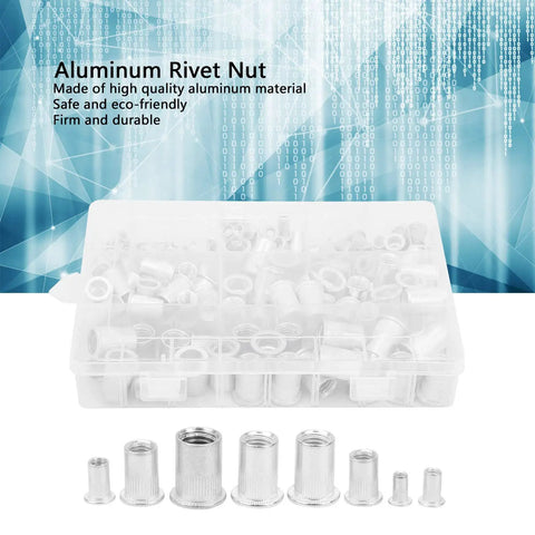 Heavy Duty 175 PC Aluminum Rivet Nut Assortment Kit With Snap Install Tool For Mechanic Shops Furniture Assemblage And Equipment Repair Tasks That Lock In A Bulletproof Thread Every Time Zero Hassle Required