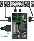 4 Pin 12V PWM Fan Controller Hub for six PWM fans with SATA and DC 5525 power input, adjustable speed knob visible