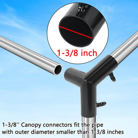 Six Leg Canopy Frame Fittings Kit For 1-3/8 Inch Poles With 3-Way 120 Degree Elbow Connectors And 4-Way Cross Connectors For Carport Shed Cover Garden Easy No Fuss Setup