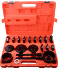 24 Piece Front Wheel Drive Bearing Removal Tool and Press Kit with Pro Grade Adapters in open orange case