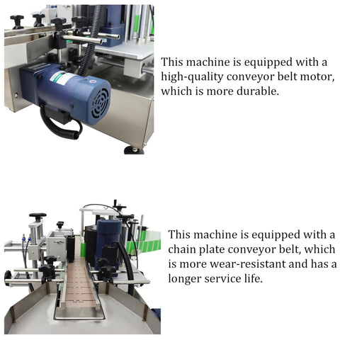 Hassle Free Automatic Desktop Conveyor Round Bottle Labeler 110V with durable conveyor belt motor for efficient labeling.