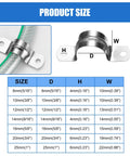 Stainless Steel U Clamp Kit For Pipe And Tube Mounting, size chart, dimensions for 5/16 to 3/4 inch pipes, rust resistant