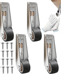 Heavy Duty Vertical Track Roller Wheel Built To Roll Smooth On Any Sliding Door Or Gate Featuring Whisper Quiet Rubber Bearing Casters, metal frame with rubber wheels and screws.